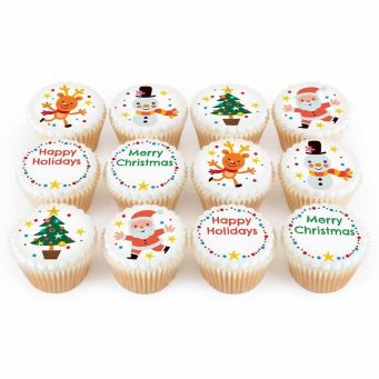12 Christmas Character Cupcakes