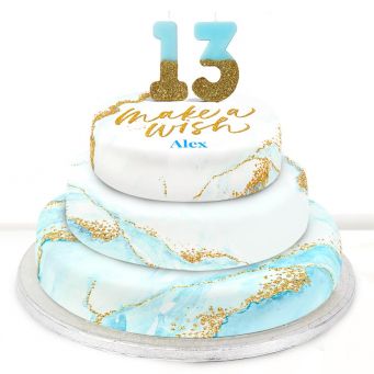 13th Birthday Blue Foil Cake 