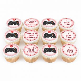 12 Gaming Heart Cupcakes