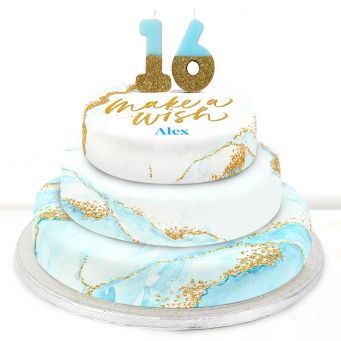 16th Birthday Blue Foil Cake 