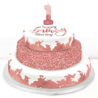 1st Birthday Rose Foil Cake 