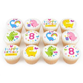 12 Colourful Dino Cupcakes