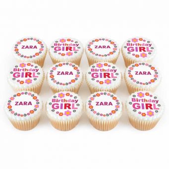 12 Birthday Girl Cupcakes