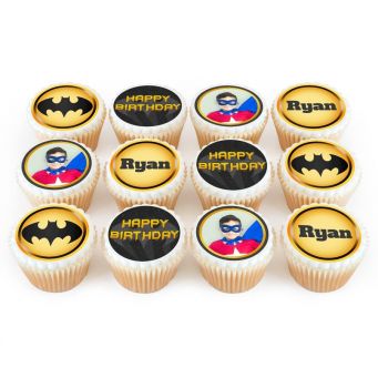 12 Batman Photo Cupcakes