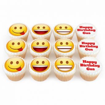 12 Birthday Emoji Cupcakes