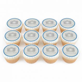 12 Blue Photo Cupcakes