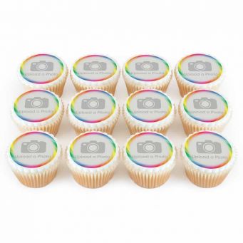 12 Rainbow Swirl Photo Cupcakes