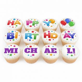 12 Happy Birthday Cupcakes