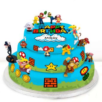 Super Mario Themed Tiered Cake