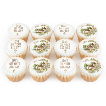 12 Golden Church Cupcakes