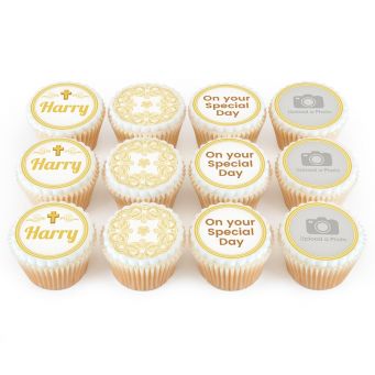 12 Golden Pattern Cupcakes