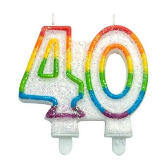 Rainbow 40 Candle