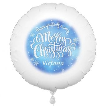 Blue Merry Christmas Balloon