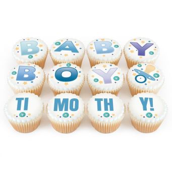12 Baby Boy Cupcakes