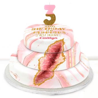 3rd Birthday Pink Foil Cake 