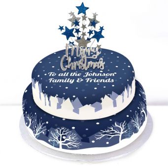 Blue Christmas Tiered Cake