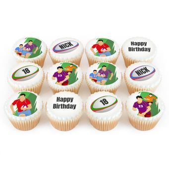 12 Rugby Player Cupcakes