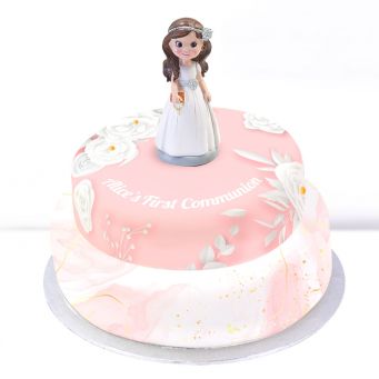 Pink Communion Tiered Cake
