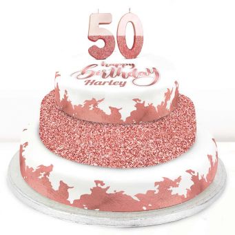 50th Birthday Rose Foil Cake 