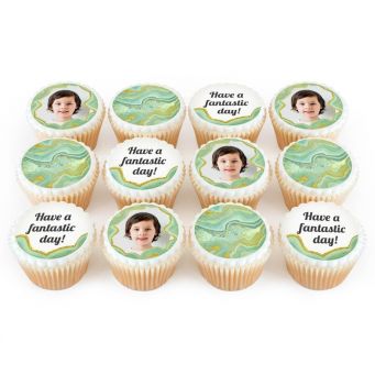12 Green Marble Cupcakes
