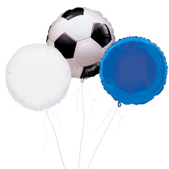 Blue and White Football Balloon Bouquet