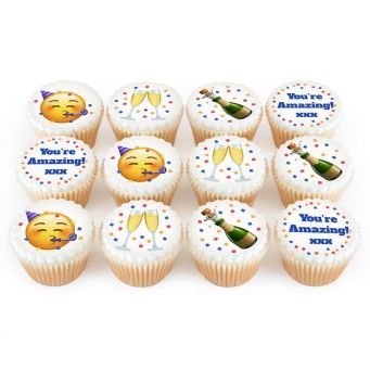 12 Congrats Emoji Cupcakes