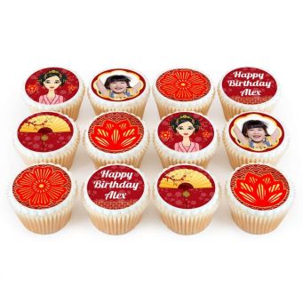 12 Mulan Themed Photo Cupcakes