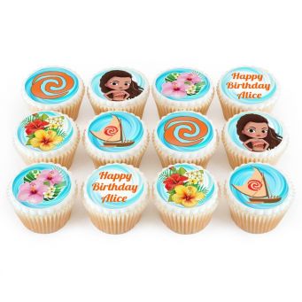 12 Moana Themed Cupcakes