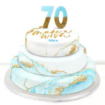 70th Birthday Blue Foil Cake 