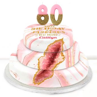 80th Birthday Pink Foil Cake 