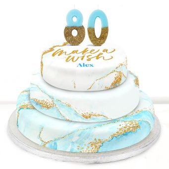 80th Birthday Blue Foil Cake 