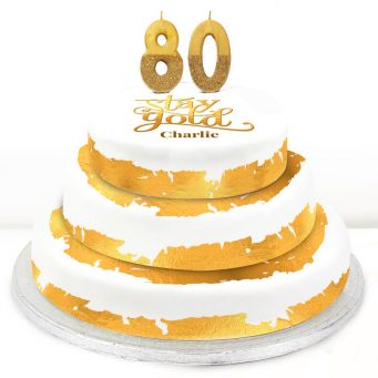 80th Birthday Gold Foil Cake 