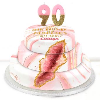 90th Birthday Pink Foil Cake 