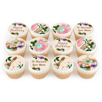 12 Vintage Rose Cupcakes