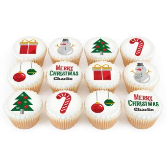 12 Christmas Snowmen Cupcakes