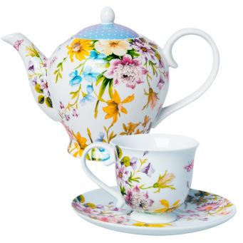 English Garden Teapot and Cup Set