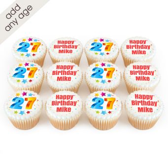 12 Rainbow Number Cupcakes