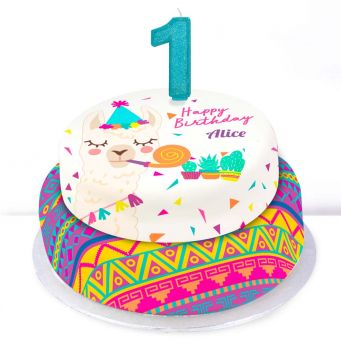 1st Birthday Party Llama Cake