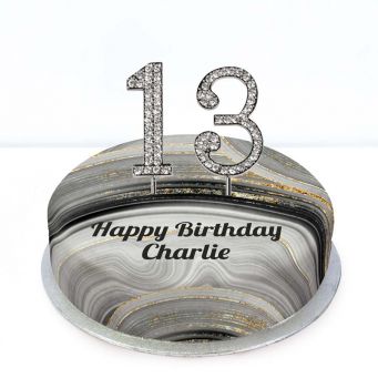 13th Birthday Black Marble Cake