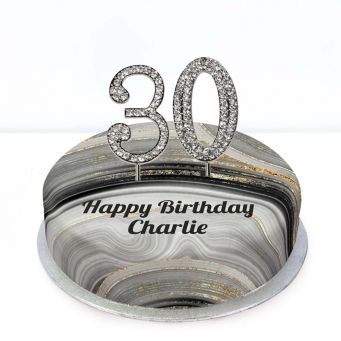 30th Birthday Black Marble Cake