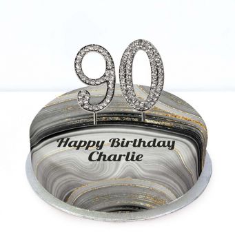 90th Birthday Black Marble Cake