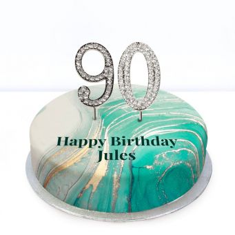 90th Birthday Green Marble Cake