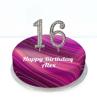 16th Birthday Purple Marble Cake