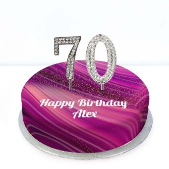 70th Birthday Purple Marble Cake