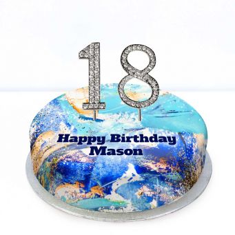 18th Birthday Blue Marble Cake