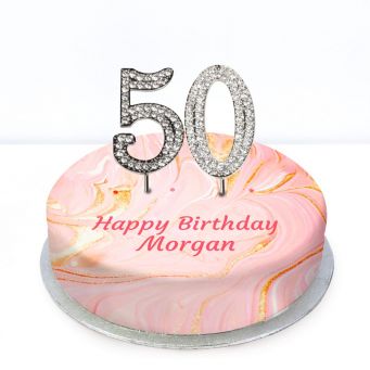 50th Birthday Pink Marble Cake