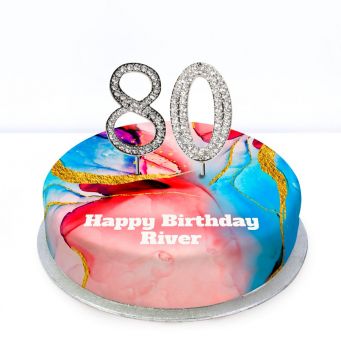 80th Birthday Red Marble Cake