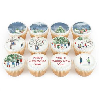 12 Snow Village Cupcakes