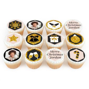 12 Golden Christmas Cupcakes
