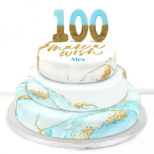 100th Birthday Blue Foil Cake 